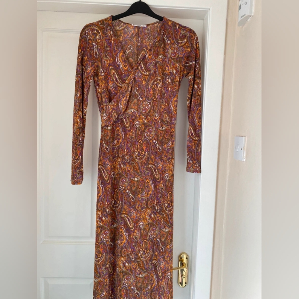 Mango Multicolor Paisley Long Sleeve Dress